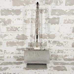 Jessica McClintock Y2K Christiana Ball Mesh Minaudiere Silver Clutch 0632